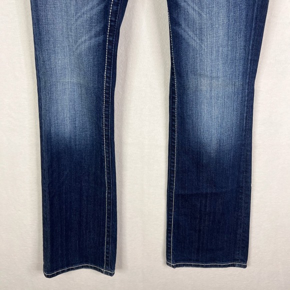 Miss Me Dark Wash Sequin Flap Pockets Low Rise Bootcut Jeans Size 31 - Picture 4 of 15